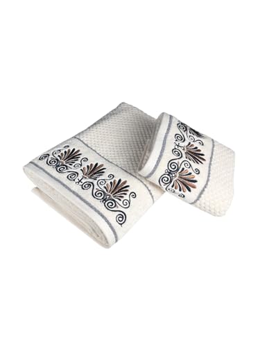 Image of SENSES By Riba Cotton Towel Set 550 GSM - Design 10, 2 Pcs| 1 Bath + 1 Hand Towels Combo | Super Soft, Absorbent, Lightweight, Antimicrobial, Low Linting