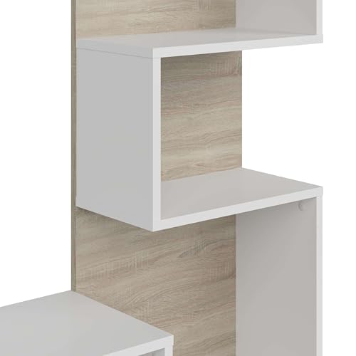 Miroytengo Módulo de TV para Salón Comedor Snake Estilo Nórdico en Color Roble Sonoma y Nymphaea Alba con 4 Estantes 160x130x29 cm - imagen 4