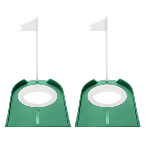 Pineraap 2 Pack Golf Putting Cup with Flag, Plastic Golf Putting Practice Training Aids Indoor Golf Putting Green Hole Golf Putter Regulation Cup for Men Women Kids Home Office Backyard Lawn Golfing