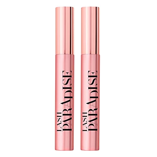 L'Oréal Paris Paradise Extatic Máscara de pestañas voluminizadora y alargadora, fórmula enriquecida con preciosos aceites nutritivos, negro, paquete de 2