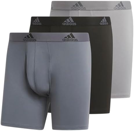 adidas Men's Performance Stretch Cotton Boxer Briefs, Men's Underwear Boxer Brief, Soft Stretch, Superior Comfort, 3-Pack