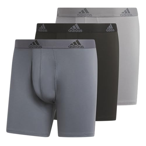 adidas Men's Performance Stretch Cotton Boxer Briefs 3-Pack, Soft Underwear, Superior Comfort