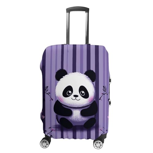 Purple Striped Panda Luggage Cover, Washable Elastic Suitcase Cover Protector Fit 18-32 Inch Luggage