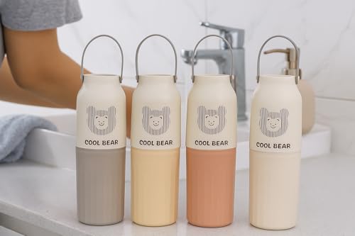 Image of Shopiable Store Travel Toothbrush Case Multifunctional Toothpaste Container Portable Business Trips Wash Cup Holder Organizer Towel Storage Box for Traveling, Camping (Tooth Cool Bear)