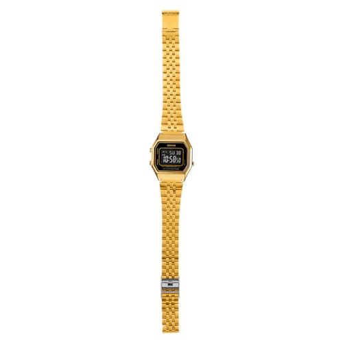 Image of Casio Unisex-Adult Vintage LA680WGA-1BDF Black Digital Dial Gold Stainless Steel Band D205
