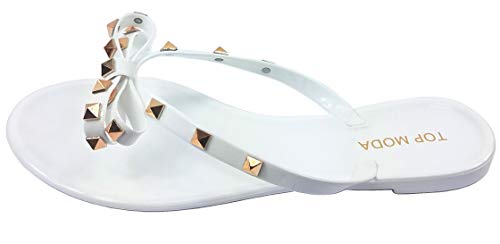 Image of TOP Moda Womens Studded Jelly Flip Flops Sandals with Bow