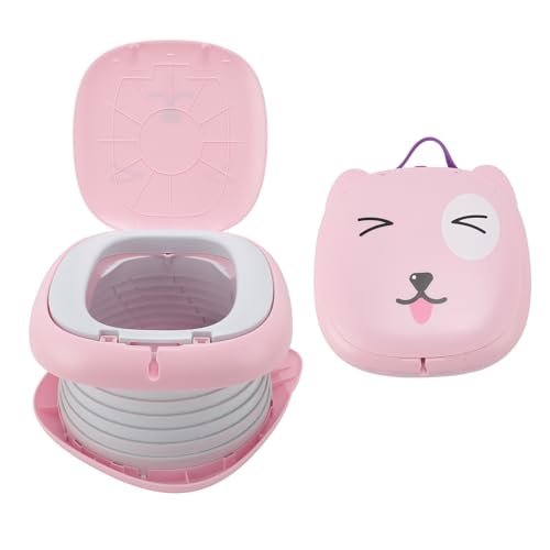 Image of TOPINCN Children Travel Toilet Seat, Portable Foldable Potty Seat with Storage Bag, for Car Driving Camping Travel Toddler Portable Potty Trainer (Pink)
