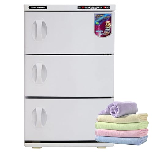 HTDRE Calentador de Toallas Profesional con gabinete, máquina eléctrica de 33 l para SPA Facial, salón de Belleza, Gimnasio, Hotel, diseño de 3 Capas, Restaurante en casa