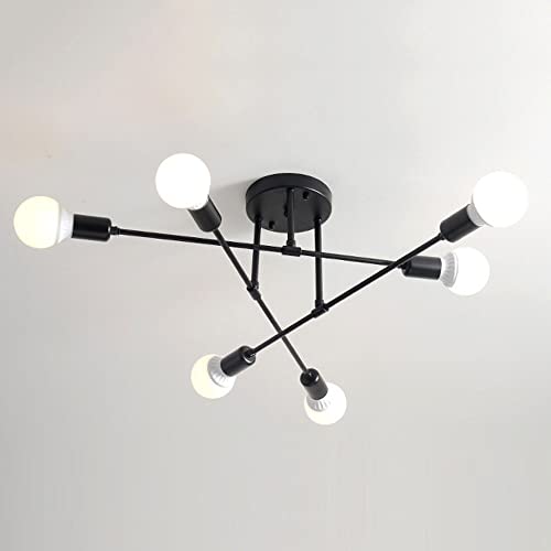 Lámparas colgantes para iluminar salones amplios, luminaria de metal negro de 6 luces 8