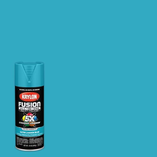 Image of Krylon Fusion All-In-One Adhesive Spray Paint for Indoor /Outdoor Use, 12 oz, Lagoon Blue