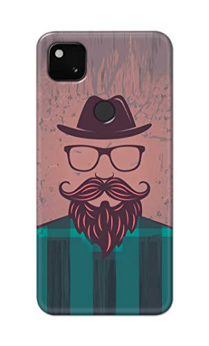 Image of PRINTFIDAA Man Icon with Beard Shirt Hipster Printed Designer Hard Case for Google Pixel 4A (4G) Back Cover -(e) RPM1001