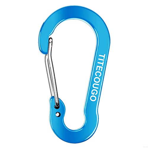 Carabiner Keychain,Aluminum D-ring Locking Carabine D-Shape Lock Snap Backpack Water Bottle Keychain Climbing Gear Accessories EDC Camping Tent Multi Function Tool Multiple Colors Blue 4 Pack