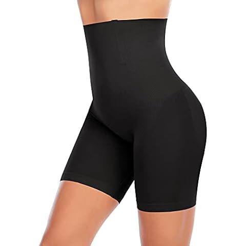 Shapewear Shorts for Women Tummy Control Body Shaper Shorts Seamless Tummy Control Pants Knickers High Waisted Shaping Underwear Slimming Thigh Slimmer (Black-Smooth, M) Cover