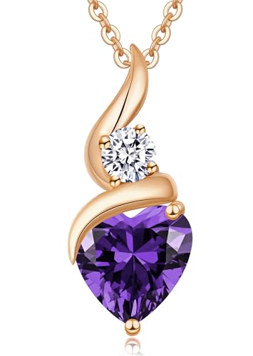 LOUISA SECRET Collier Femme Infinite Coeur Pendentif En Argent 925 Sterling Ou Laiton Plaqué Or Rose, Anniversaire Pierre Coeur Collier Femme Cadeau de Saint Valentin, Petite Amie