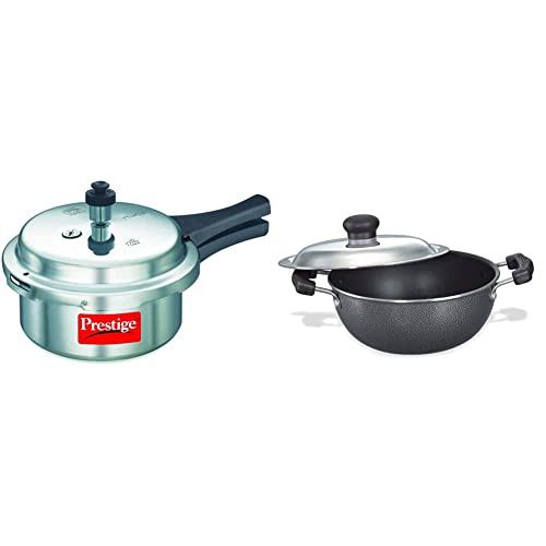Image of Prestige Non-Induction Aluminium Pressure Cooker and Kadai with Lid