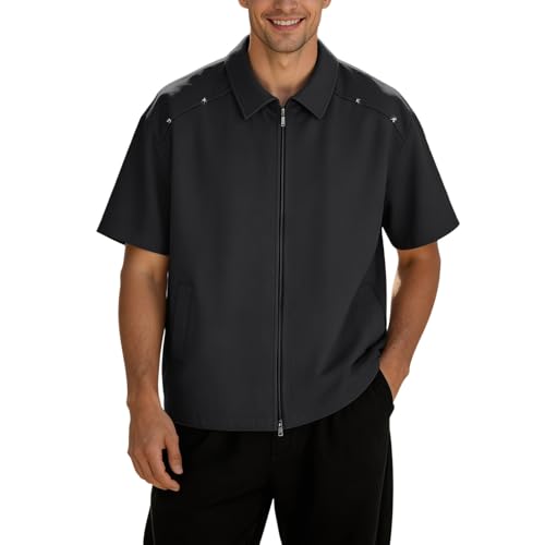 Chemise Homme Col Mao t shirt sport décontracté chic zippé