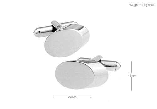 Mancuernillas ovaladas plateadas para hombre miniatura 2