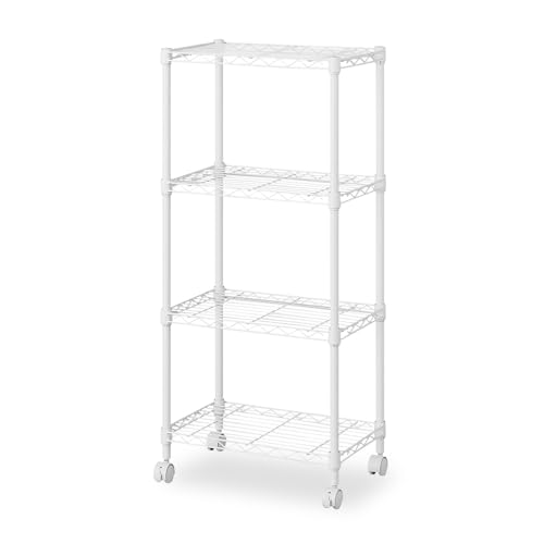 アイリスオーヤマ カラーメタルラックフィット 4段 幅45×奥行き30×高さ102cm キャスター付き CMFー45100C マットホワイト