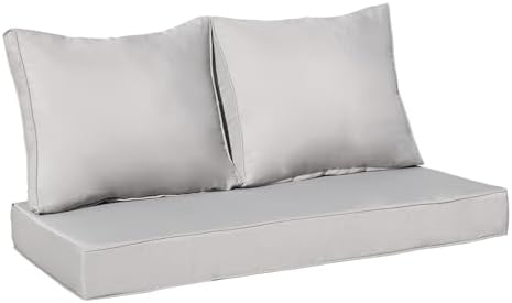 Outdoor Loveseat Cushion Set Deep Seat Cushions Set of 3 Patio Fu...
