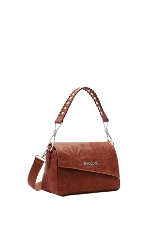 Desigual Borsa A Tracolla Donna In Eco-Pelle - Media, Con Logo Rilievo E Tasche - Taglia Unica