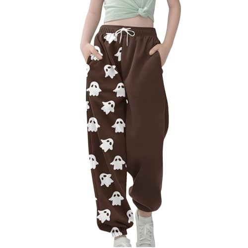 Kids Halloween Sweatpants Ghost Print High Waisted Cinch Bottom Boy Girls Sporty Active Joggers Casual Pants2