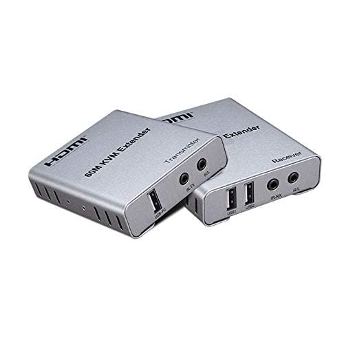 MaK World® HDMI KVM Extender Cat5e/6 Rj45 60M USB HDMI KVM Switch Extension Sharing USB Mouse Keyboard Compatible with PS-3 PS-4 X-box PC TV-image-41