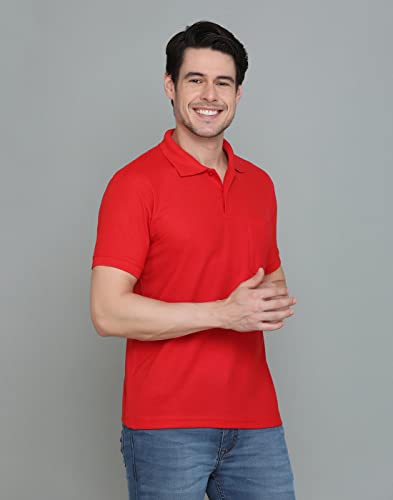 Image of INKKR Men's Polo Neck Half Sleeve Cotton Blend Regular Fit T-Shirt With Pocket