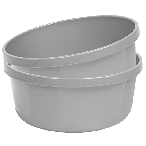 #11 2 x Schüssel 8 Liter - rund- Ø32x14cm - grau - Waschschüssel Spülschüssel Wasserschüssel Kunststoff Spüle Waschbecken Wanne Box - Abwaschschüssel