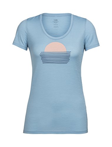 Icebreaker Merino Women's Tech Lite Short Sleeve Scoop Neck Graphic T-Shirt, Waterfall Setting Sun, Small