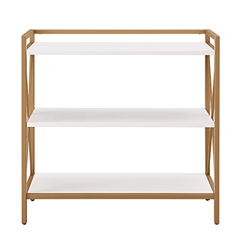 Image of Leick Home Claudette Bookcase, 32 inch, White, Gold
