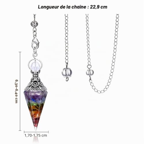 Collier pendule 7 chakra cristal pour méditation et réalignement