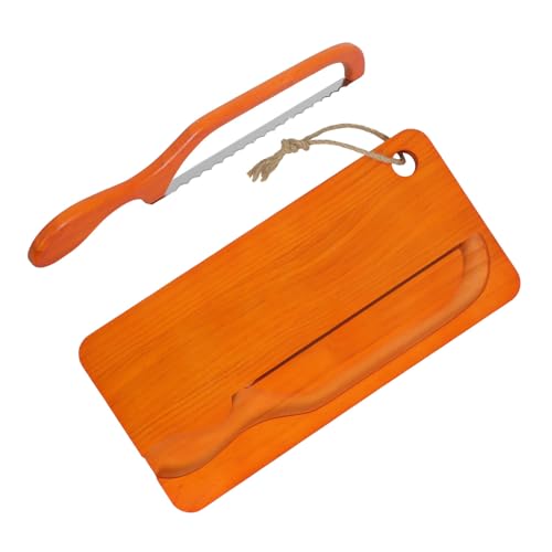 NIYANGLE Tabla de Cortar de Madera Cuchillo para Pan Integrado, Portátil Doble Cara, Adecuado para Pan Casero y Reuniones en Cocinas Compactas