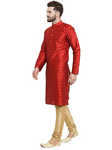 Image of Jompers Men Dupion Silk Kurta and Churidar Pajama Set