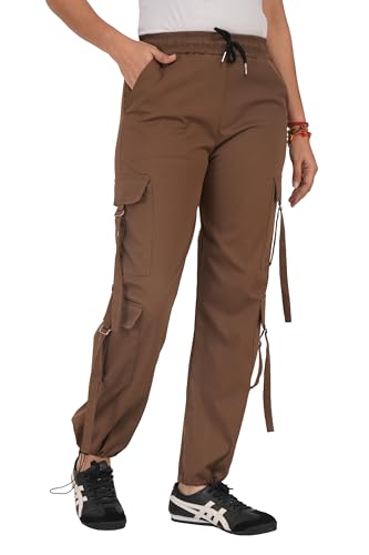 NILOM Women's Regular Fit High Rise Cargo Pant | Cotton Fabric Lo...