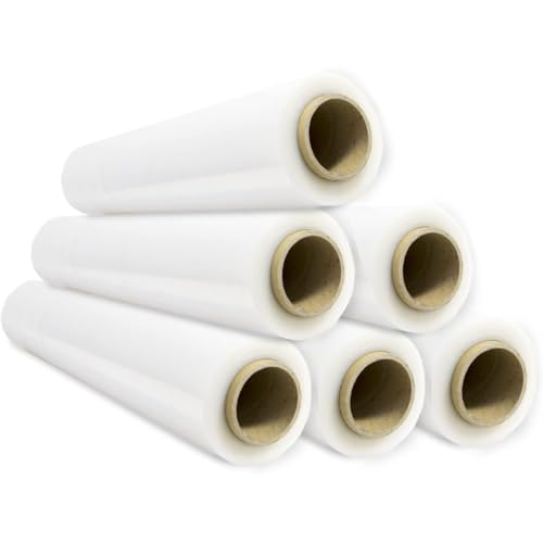 Papel Film Transparente para Embalar Estirable (6 Rollos de 50cm ancho), Plastico Cubretodo para Mudanzas, Film Adhesivo Protector, Film Embalaje para Cubrir Muebles, Cajas Carton, Mudanza y Objetos