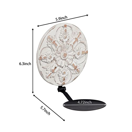 Handcarved Candle Sconces Wall Decor Set Of 2 Antique, Distressed Farmhouse Candle Holder Wall-Mount Decor For Living Room, Wooden Round Candle Wall Sconces, Decorative Sculpture Wall Art For Porch #TOP7