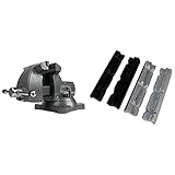 Wilton 745 Mechanics Bench Vise, 5' Jaw Width, 5-1/4' Jaw Opening (21400) | Olympia Tools 38-695 2 Pack Magnetic Vise Jaw