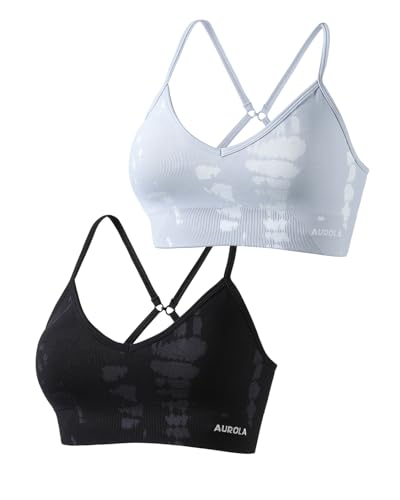 Image of AUROLA Serpent Seamless Sports Bras for Women,Backless Padded Strappy Workout Gym Yoga Crop Tops