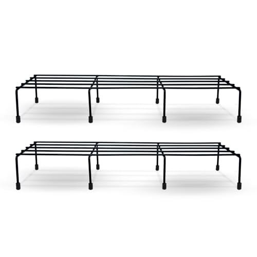 BonKaso Premium Rectangular Anti-Rust Metal Plant Stand Set (Pack of 2) - Stylish Black Stands for Indoor, Outdoor, and Balcony Use