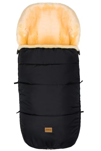 Fillikid Lammfellfußsack Makalu Exklusiv | Winterfußsack aus medizinischem Fell | Warmer Fussack für Tragetasche Babyschale & Kinderwagen | Kinderwagenfußsack 50 x 90 cm passend für Bugaboo Joolz