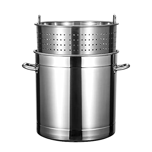 P9IDEDFH Stainless Steel Multicooker - Stock Pot and Strainer Basket Crawfish Seafood Boil Turkey Fryer Pot for Boiling Deep Frying,Open Flame,5050cm (Induction Cooker 45 * 45cm)