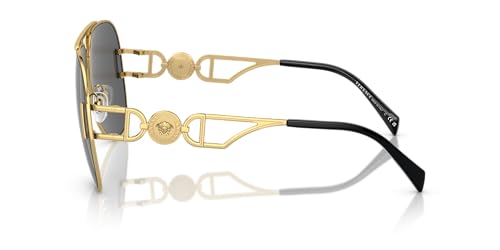 Versace Unisex Sunglasses Gold Frame, Dark Grey Lenses, 63MM2