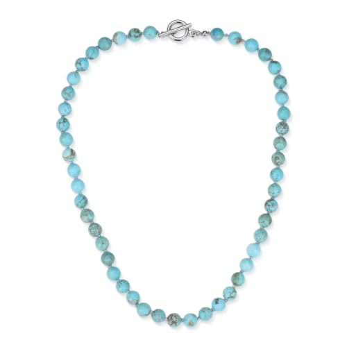 Collier perle homme fait main GAVU en turquoise véritable et howlite naturelle de 50cm