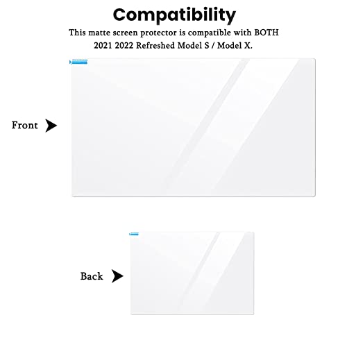 Showev Tesla Model S/X 2022 2021 Screen Protector Matte Anti Glare Fingerprint Center Control Touchscreen Navigation Touch Tempered Glass Screen Protector #TOP5