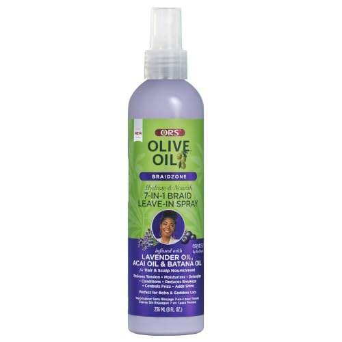 ORS Olive Oil Braidzone 7-In-1 Braid Leave-In Spray with Lavender, Acai & Batana Oil for Hair &...