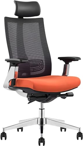 ShAzanz Silla de oficina ergonómica para juegos de carreras, silla de oficina con respaldo de malla con soporte lumbar ajustable, reposabrazos 3D, silla de escritorio ergonómica (naranja)
