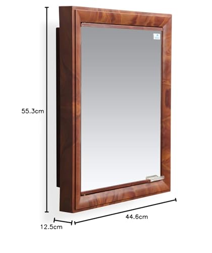 Image of Nilkamal GEMM Bathroom Cabinet with Mirror|3-Year Warranty|Modern & Stylish|Space Saving Storage|Wall Mounted Plastic Bathroom Cabinet with 5 Shelves|Bathroom Accessories|Mirror Cabinet|Mangowood