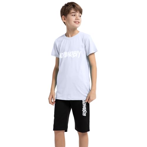 Image of amropi Boys Shorts Set Cotton T-Shirt and Short Pants 2 Pieces Summer Tracksuit for Age 2-12 Years