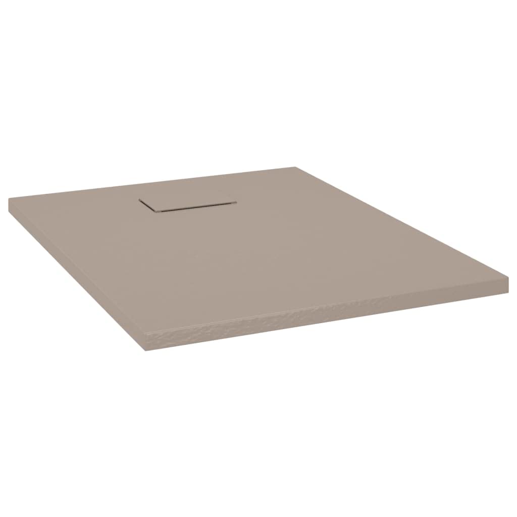 'vidaXL SMC Shower Base Tray - Modern and Sleek Design, Durable and Stain Resistant, with Low Threshold and Skid-Resistant Surface, Brown