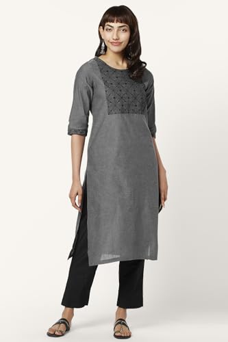 Image of Rangmanch by Pantaloons Women's Cotton Polyester Solid Regular Kurtas